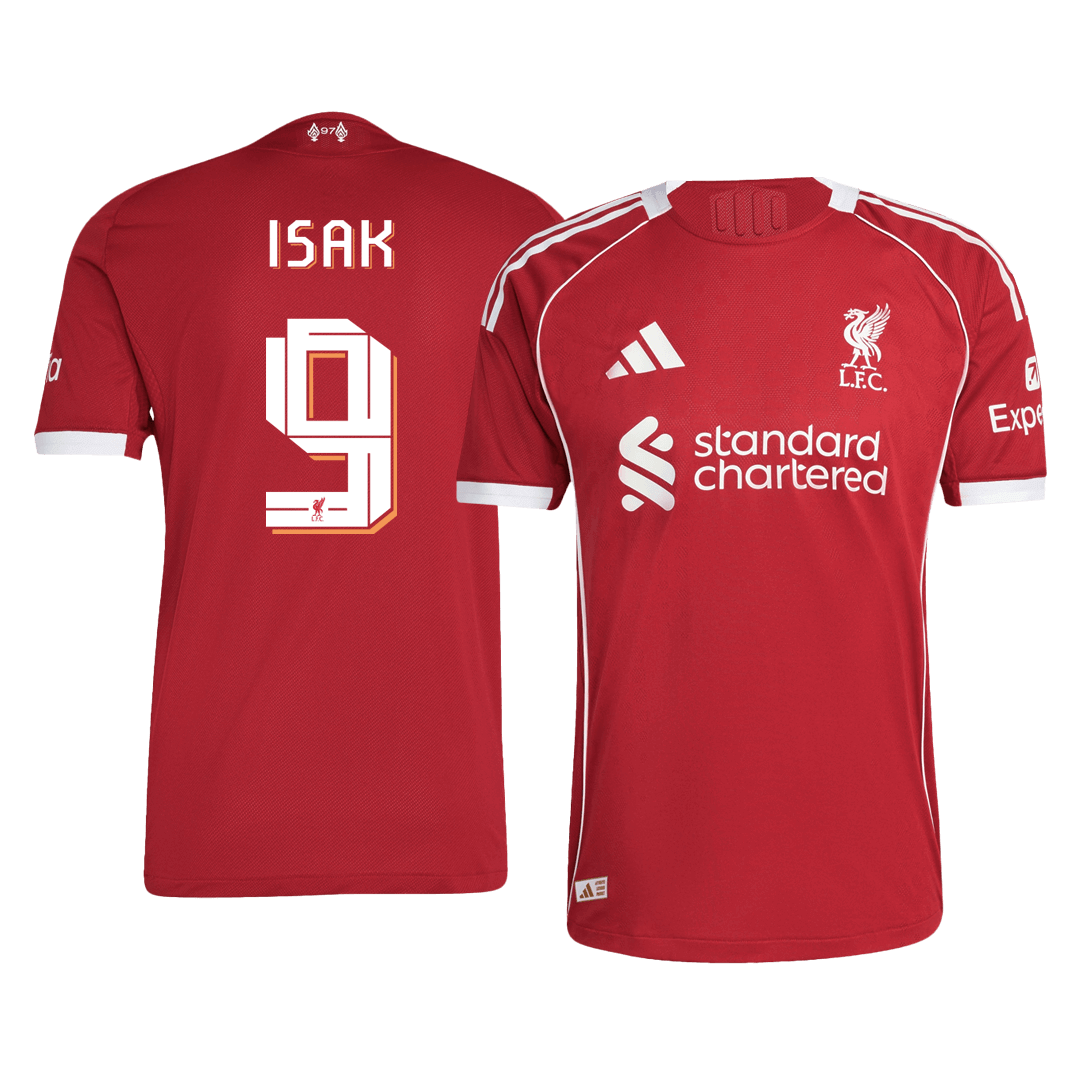 ISAK #9 Liverpool Home Soccer Jersey 2025/26 – UCL Player Version – front view