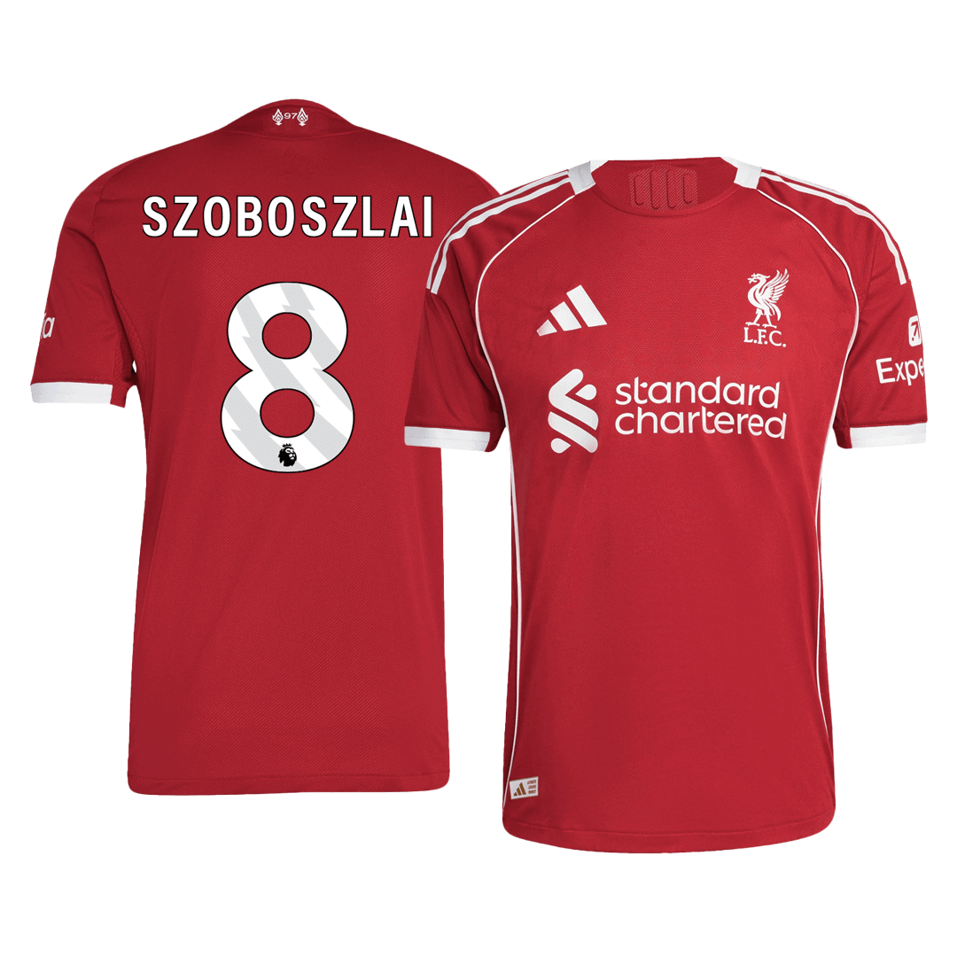 SZOBOSZLAI #8 Liverpool Home Soccer Jersey 2025/26 Player Version – front view
