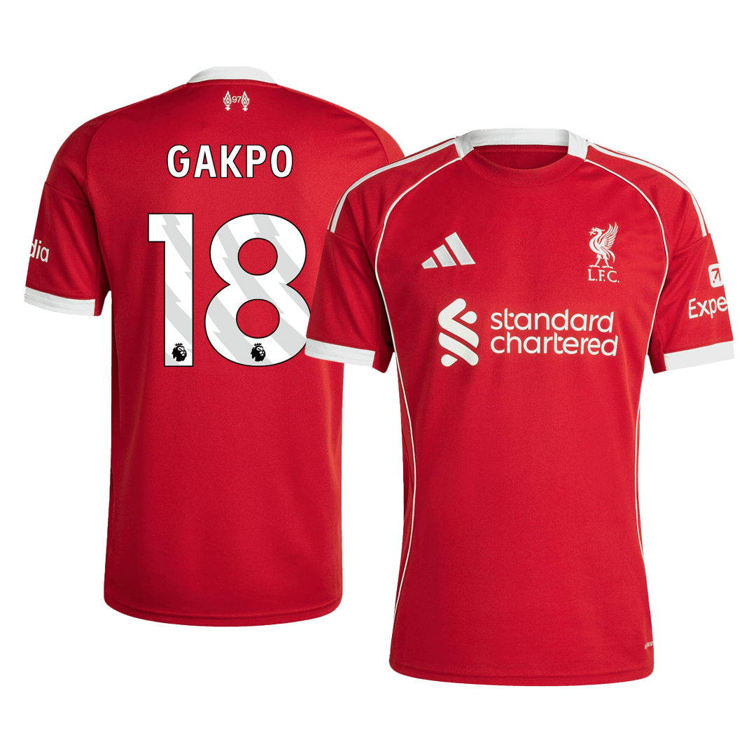 GAKPO #18 Liverpool Home Soccer Jersey 2025/26 โ Fan Version โ ๅๅๅพ 1 GAKPO #18 Liverpool Home Soccer Jersey 2025/26 โ Fan Version โ front view