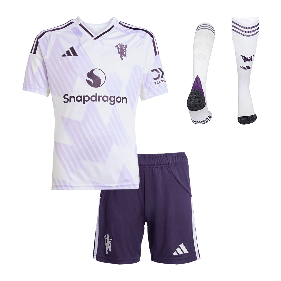 Kid’s Manchester United Away Soccer Jersey Kit(Jersey+Shorts+Socks) 2025/26 – Fan Version – front view
