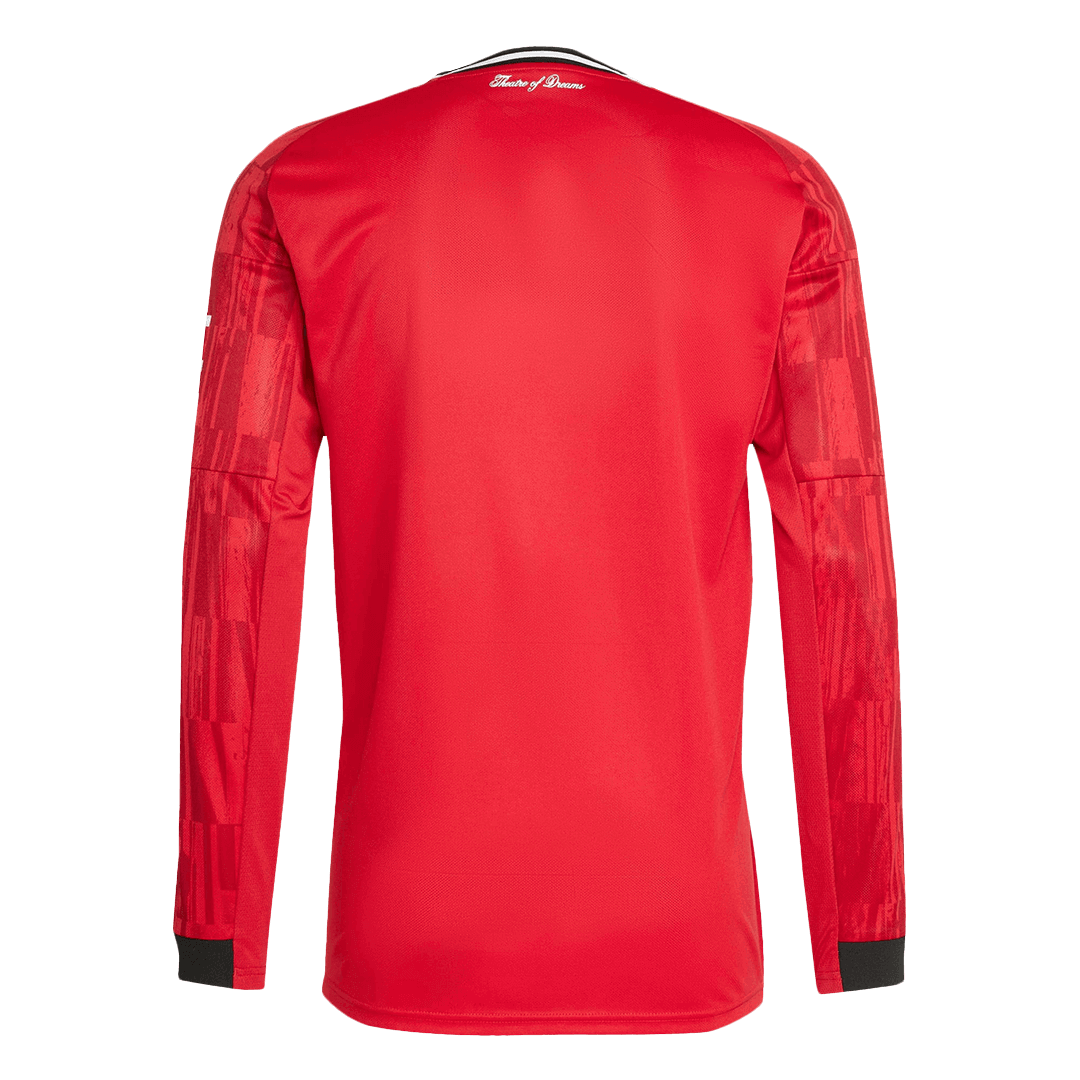 Manchester United Home Long Sleeve Soccer Jersey 2025/26 – Fan Version – back view