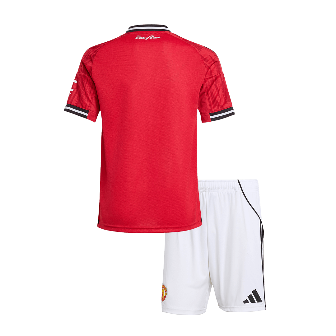Kid’s Manchester United Home Soccer Kit – Jersey + Shorts 2025/26 – Fan Version – back view