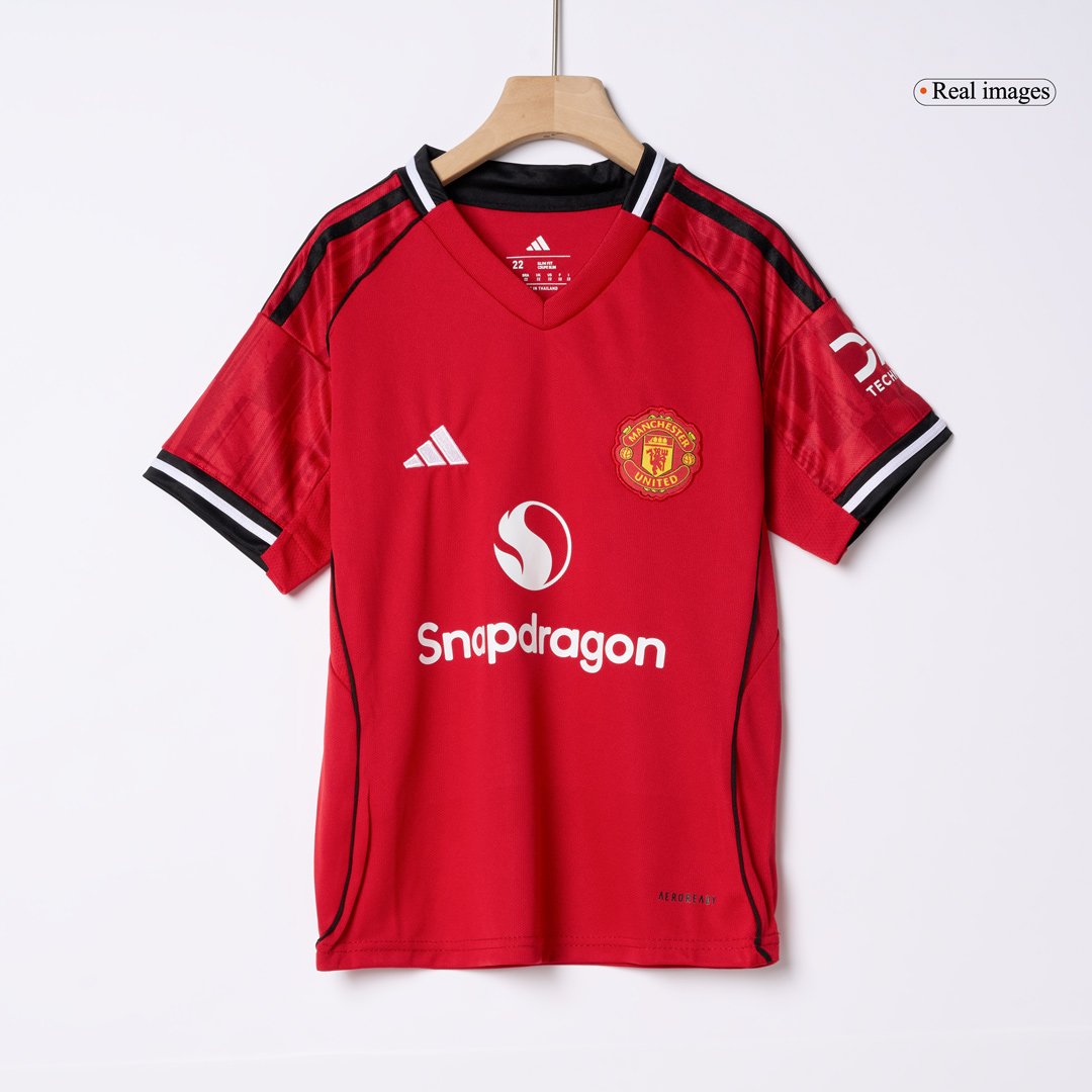 Kid’s Manchester United Home Soccer Jersey Kit(Jersey+Shorts+Socks) 2025/26 – Fan Version – jersey details