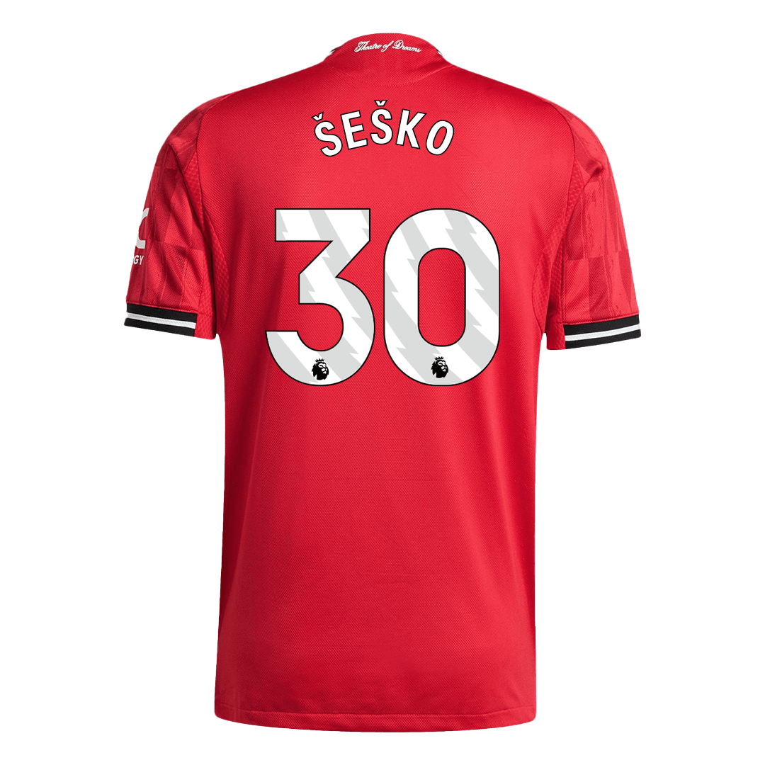 ŠEŠKO #30 Manchester United Home Soccer Jersey 2025/26 Player Version – back view