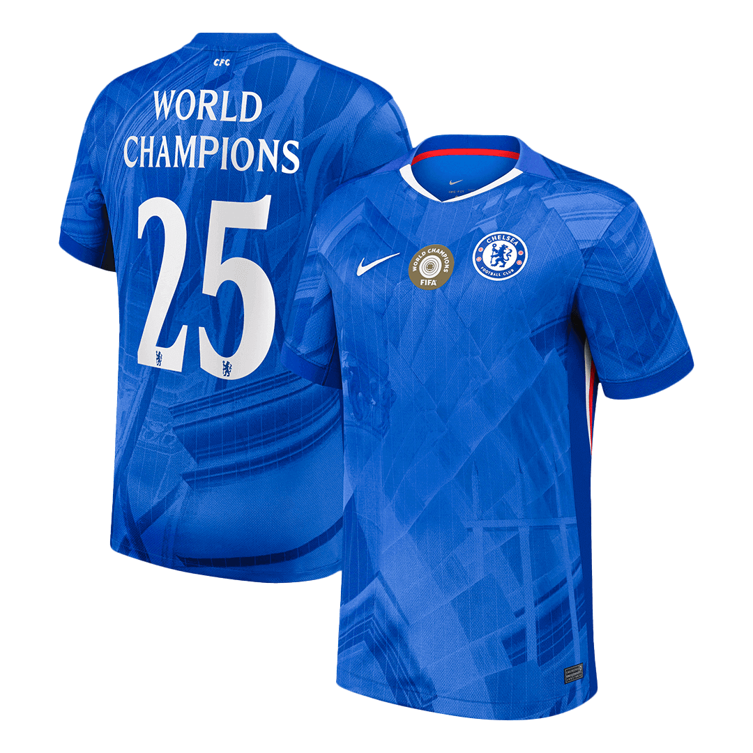 WORLD CHAMPIONS #25 Chelsea Home Soccer Jersey 2025/26 – Fan Version – front view