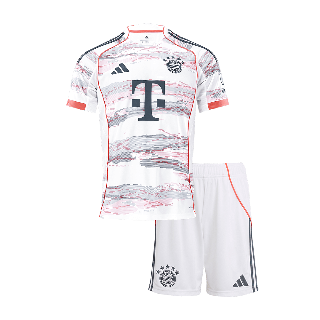Kid’s Bayern Munich Away Soccer Kit – Jersey + Shorts 2025/26 – Fan Version – front view