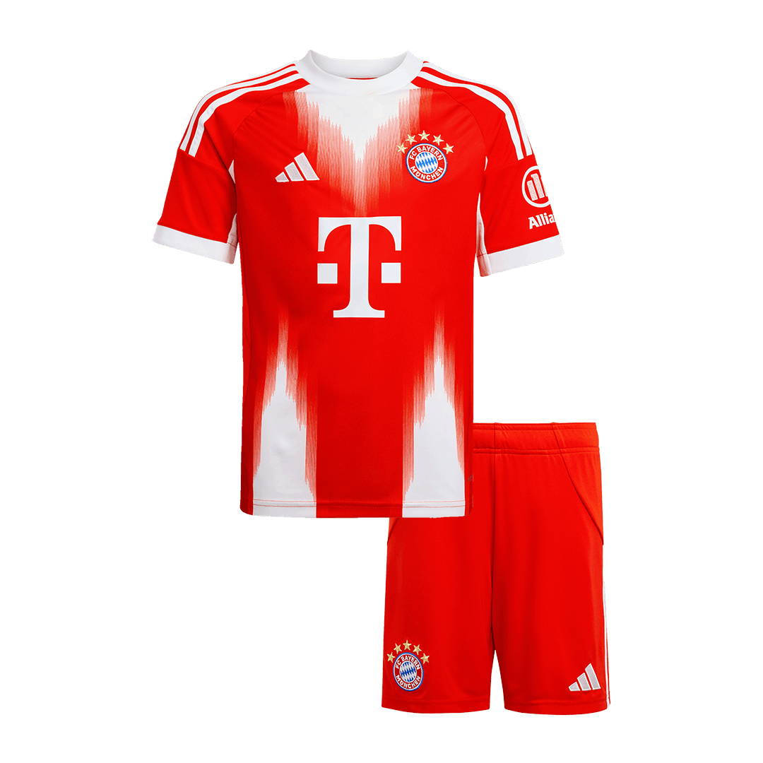 Kid’s Bayern Munich Home Soccer Kit – Jersey + Shorts 2025/26 – Fan Version – front view