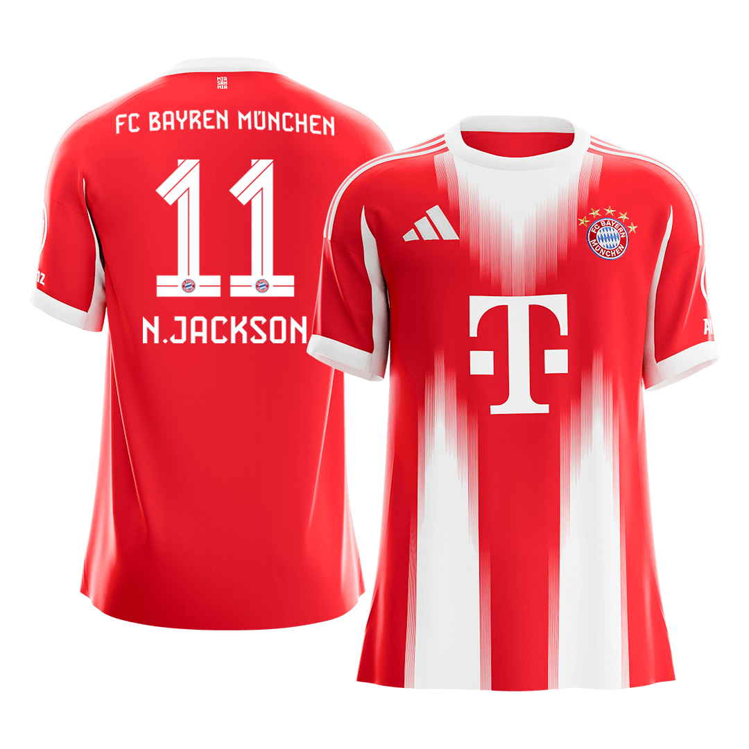 N.JACKSON #11 Bayern Munich Home Soccer Jersey 2025/26 – Fan Version – front view