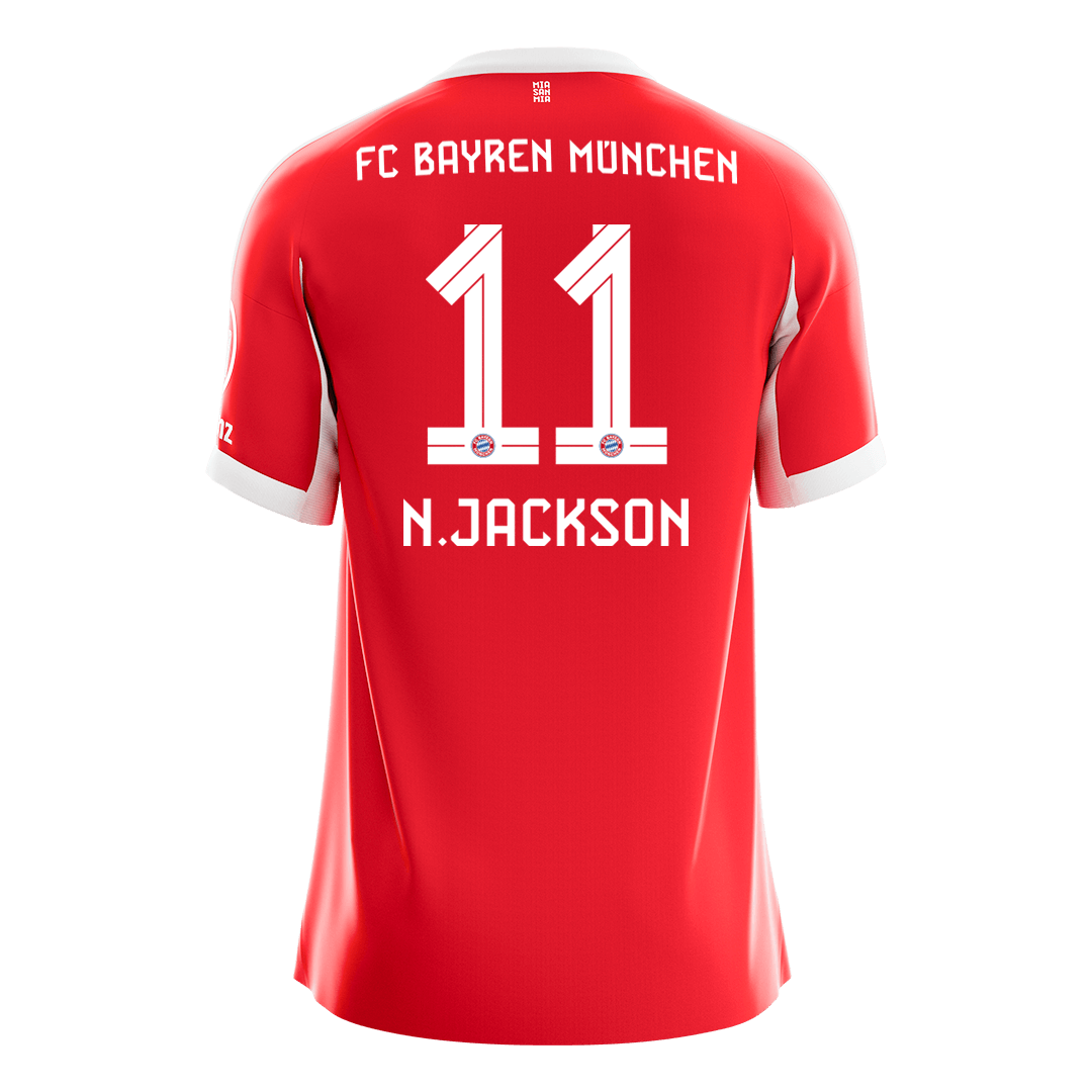 N.JACKSON #11 Bayern Munich Home Soccer Jersey 2025/26 – Fan Version – back view